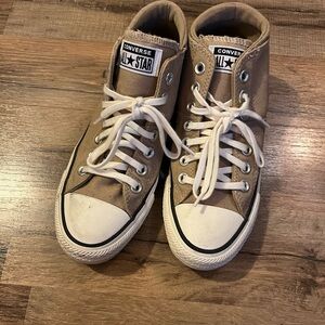 Converse Tan High-Top Sneakers with White Accents
